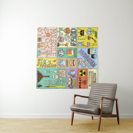 Chemie Science Banners Set. Farb Hand Drawing vi Wandteppich (Beispiel (Horizontal))