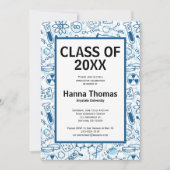 Chemie Science Doodles Abschluss Einladung (Vorderseite)