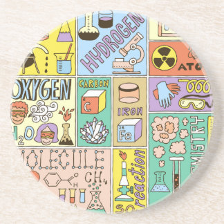 Chemie Science Vintag Illustration Set Getränkeuntersetzer