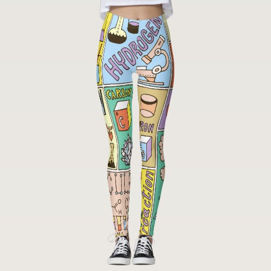 Chemie Science Vintag Illustration Set Leggings (Vorderseite)