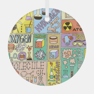 Chemie Science Vintag Illustration Set Ornament Aus Glas