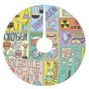 Chemie Science Vintag Illustration Set Polyester Weihnachtsbaumdecke