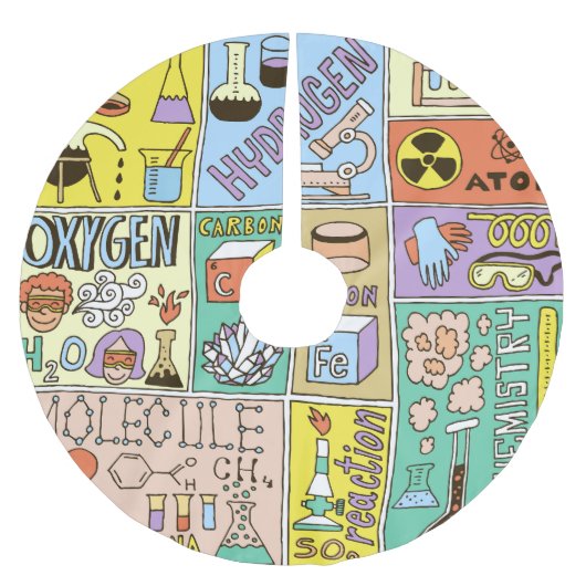 Chemie Science Vintag Illustration Set Polyester Weihnachtsbaumdecke (Vorderseite)