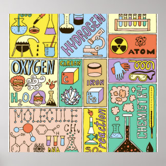 Chemie Science Vintag Illustration Set Poster