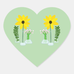 Chemie-Sonnenblume Herz-Aufkleber