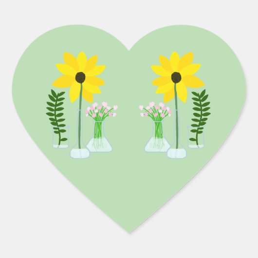 Chemie-Sonnenblume Herz-Aufkleber (Vorderseite)