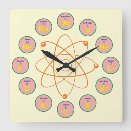 Chemie Themed Square Wall Clock Quadratische Wanduhr (Vorderseite)