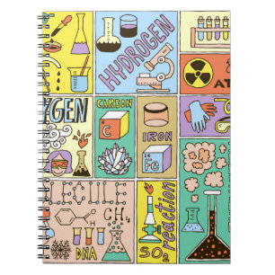 Chemie-Wissenschaft Vintage-Illustrations-Set Notizblock