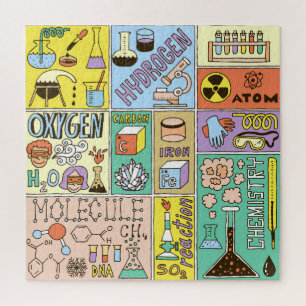 Chemie-Wissenschaft Vintage-Illustrations-Set Puzzle