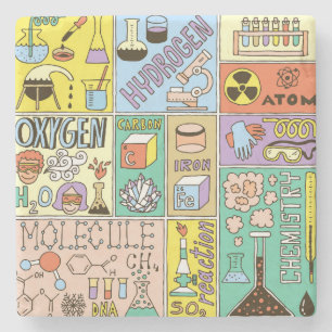 Chemie-Wissenschaft Vintage-Illustrations-Set Steinuntersetzer
