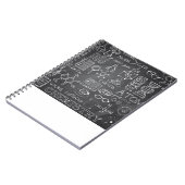 Chemie-Wissenschafts-Gekritzel in der grauen Tafel Notizblock (Linke Seite)