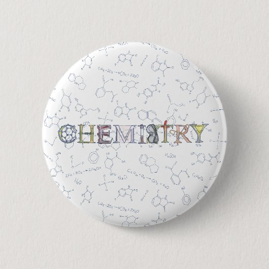 Chemiediagramme und Typografieentwurf Button (Vorderseite)