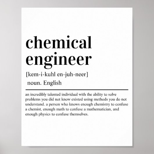 Chemieingenieur - Definition der "Funny Engineerin Poster (Vorne)