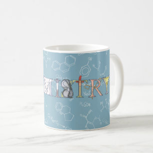 Chemiekartografie und Typografie blau Kaffeetasse