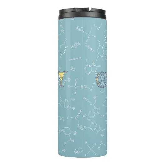 Chemiekartografie und Typografie blau Thermosbecher (Rückseite)