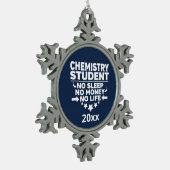 Chemiestudentin No Sleep Life Athletic Navy Schneeflocken Zinn-Ornament (Links)