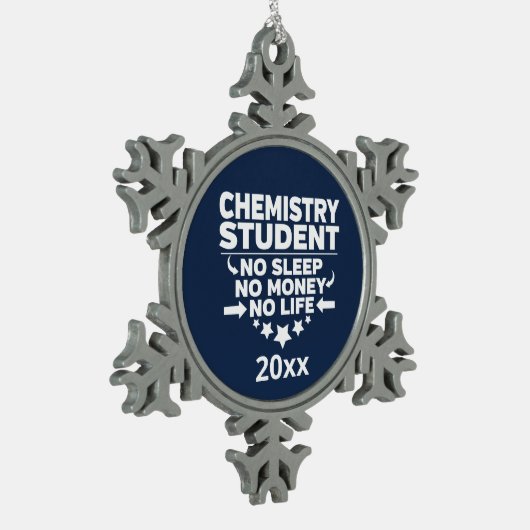 Chemiestudentin No Sleep Life Athletic Navy Schneeflocken Zinn-Ornament (Links)