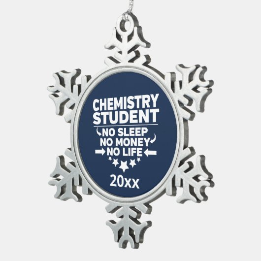 Chemiestudentin No Sleep Life Athletic Navy Schneeflocken Zinn-Ornament (Rechts)