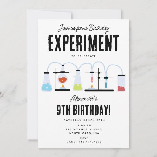 Chemiewissenschaft Teströhren Kindergeburtstag Par Einladung (Vorderseite)