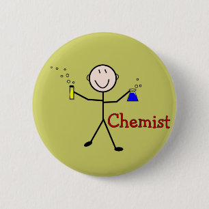 Chemiker Geschenk-Stock Person mit Reagenzgläsern Button