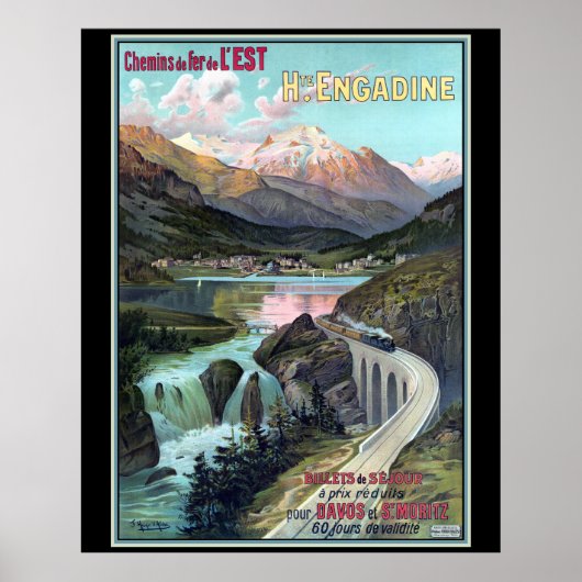 Chemins de fer de L'EST für Davos und St. Moritz Poster (Vorne)