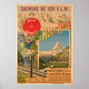 Chemins de fer P.L.M Le Mont Rose Vallee de Valle Poster