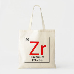 chemische Element-Kachel Zr - Zirkonium. Tragetasche