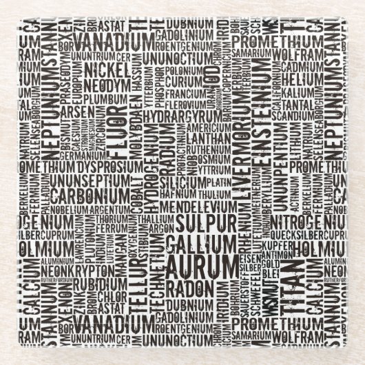 Chemische Elemente Glasuntersetzer (Vorderseite)