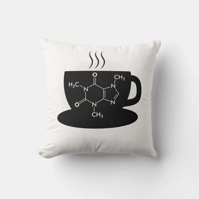 Chemische Koffeinmoleküle Kissen (Vorderseite)