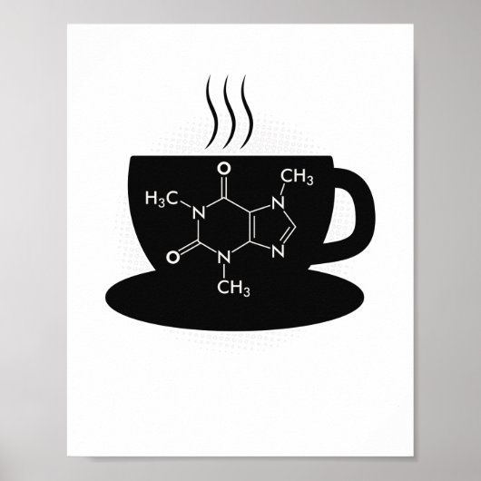 Chemische Koffeinmoleküle Poster (Vorne)