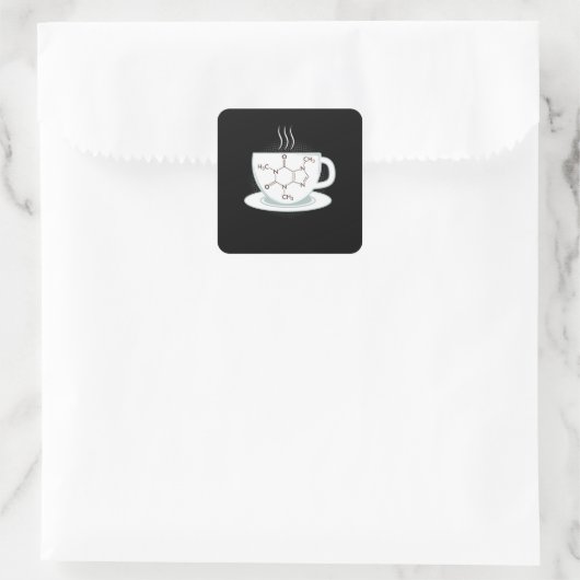 Chemische Koffeinmoleküle Quadratischer Aufkleber (Tasche)