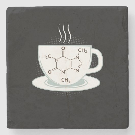 Chemische Koffeinmoleküle Steinuntersetzer (Vorderseite)