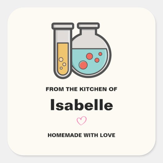Chemische Prüfröhre und Beaker Funny Kitchen Quadratischer Aufkleber (Vorderseite)