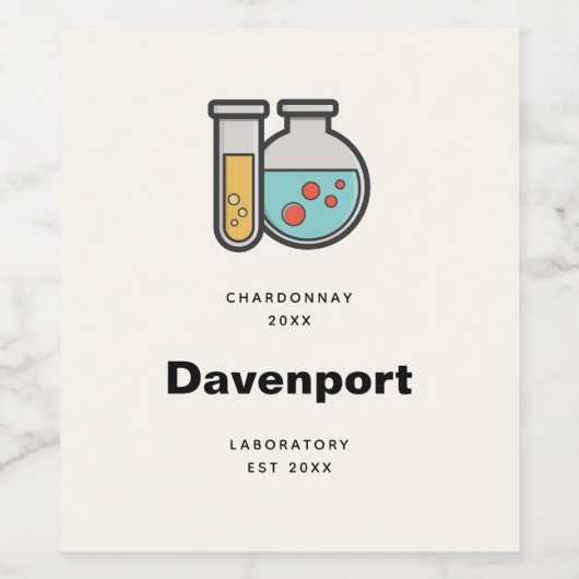 Chemische Prüfröhre und Beaker Funny Waking Weinetikett (Einzelnes Label)