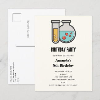 Chemische Prüfröhre und Beaker zum Geburtstag Einladungspostkarte