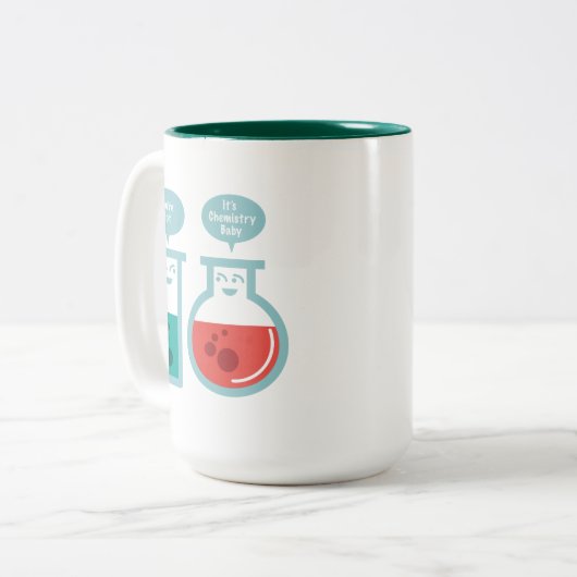 Chemische Reaktion Zweifarbige Tasse (Vorderseite Links)