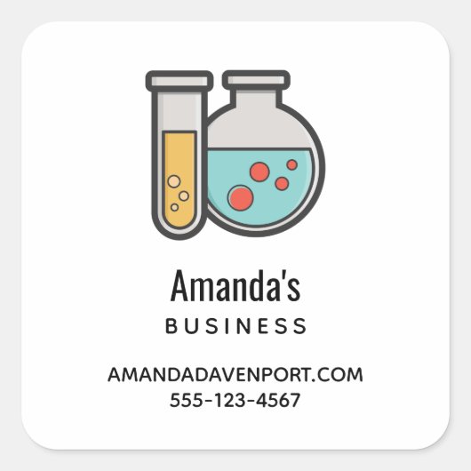Chemische Teströhre und Beaker-Geschäft Quadratischer Aufkleber (Vorderseite)