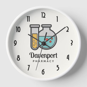 Chemische Teströhre und Beaker-Geschäft Uhr