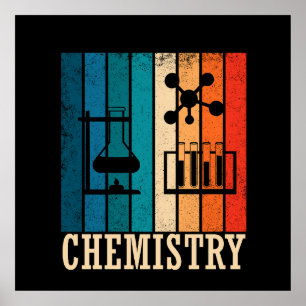 Chemische Vintage Retrostreifen-Muster Poster