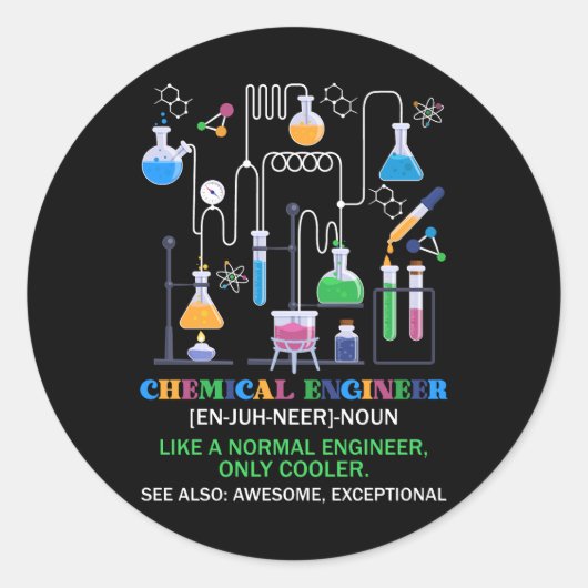 Chemischer Ingenieur definiert sich wie ein normal Runder Aufkleber (Vorderseite)