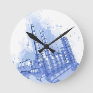 Chemischer Pflanzen- u. Watercolorhintergrund Runde Wanduhr