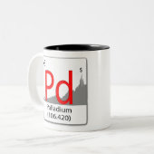 chemisches Element Pd Palladium mit Diagramm sh Zweifarbige Tasse (Vorderseite Links)