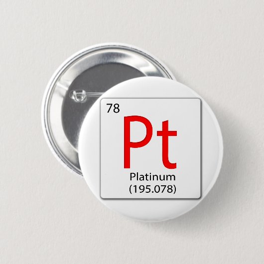 chemisches Element Pt - Platin Button (Vorne & Hinten)