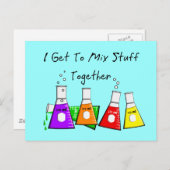 Chemist "I get to Mix Stuck Together" lustige Gesc Postkarte (Vorne/Hinten)