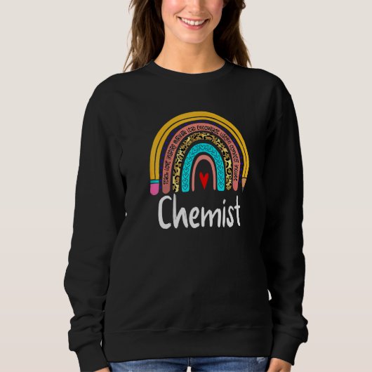 Chemist Leopard Rainbow Back to School Teacher Che Sweatshirt (Vorderseite)