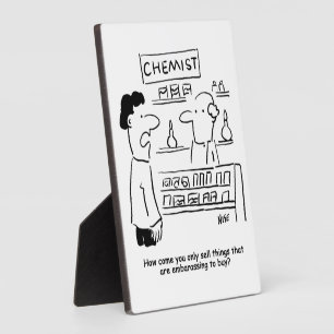 Chemist verkauft nur peinliche Produkte Tasse Funn Fotoplatte
