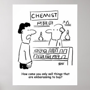 Chemist verkauft nur peinliche Produkte Tasse Poster