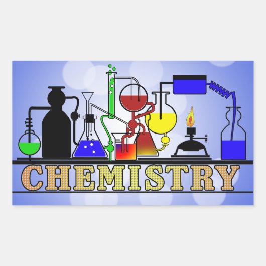 CHEMISTRISCHE BEAKERS UND FLASKS-LOGO RECHTECKIGER AUFKLEBER (Vorderseite)