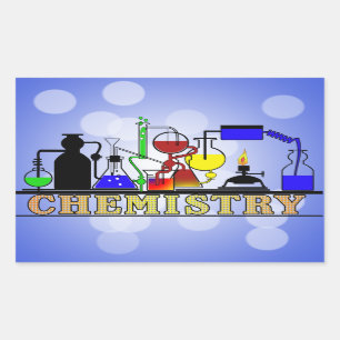 CHEMISTRISCHE BEAKERS UND FLASKS-LOGO RECHTECKIGER AUFKLEBER