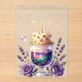 Chemistry Birthday Celebration Flask and Floral Ca Acryleinladungen